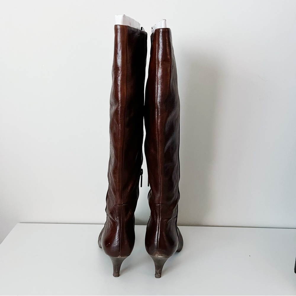 Nine West Medium Brown Knee High Heeled Boots - Picture 3 of 5